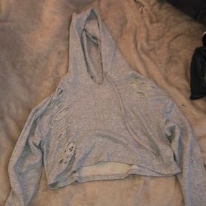 Gray ripped cropped jacket